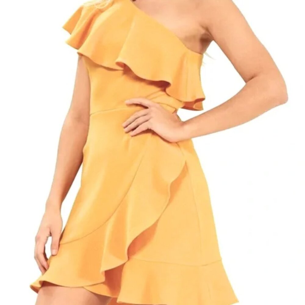MINKPINK Yellow One-Shoulder Ruffle Dress